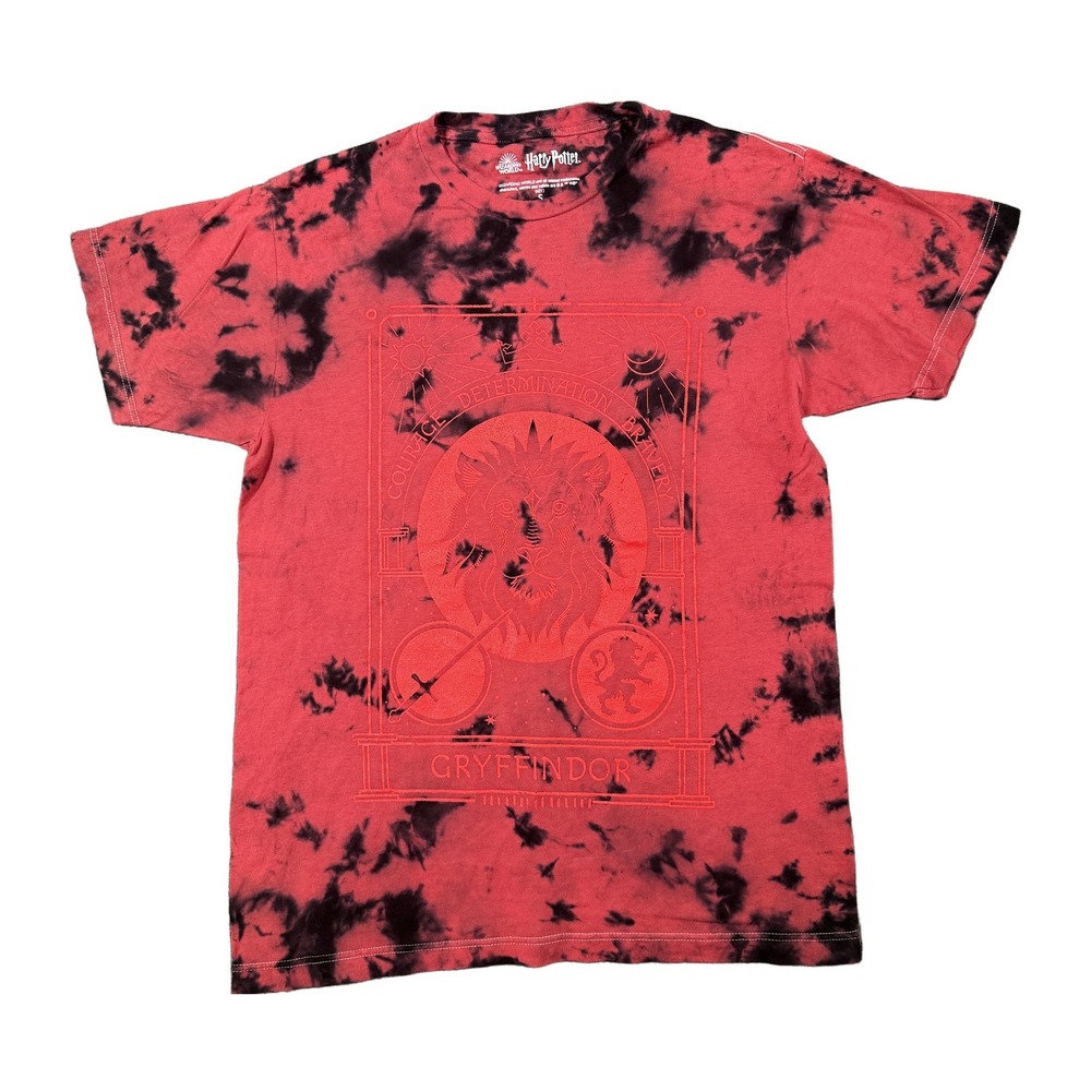 Harry Potter Gryffindor Lion Tie Dye Graphic T-Shirt Red Black Small 2021 NWOT